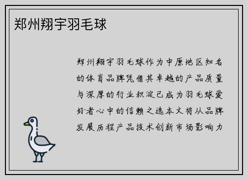 郑州翔宇羽毛球